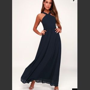 Lulu’s Air of Romance Navy Blue Maxi Dress